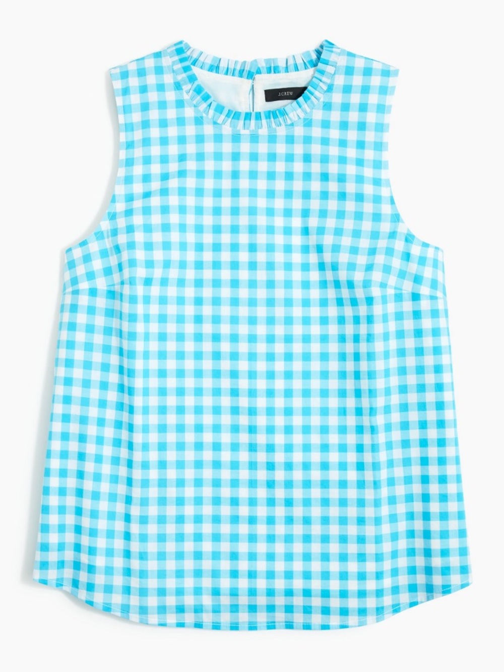 J. Crew Factory Turquoise and White Gingham Sleeveless Tank size Small